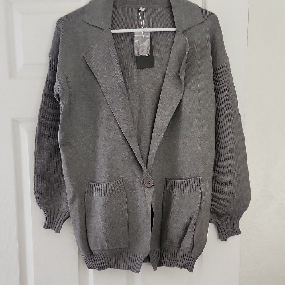 Elegant Charcoal Women's Cardigan